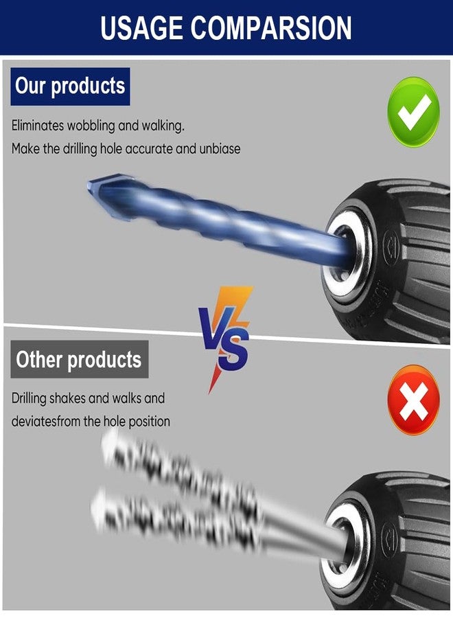 Serplex مجموعة رؤوس مثقاب سيربلكس®، 4 قطع، رؤوس مثقاب متينة من كربيد الأسمنت، مقاسات 6 مم/8 مم/10 مم/12 مم، مناسبة للزجاج والرخام والأسمنت والخرسانة، رؤوس مثقاب سداسية متعددة الاستخدامات 1/4 بوصة، ملحقات مثقاب كهربائي - Image 3